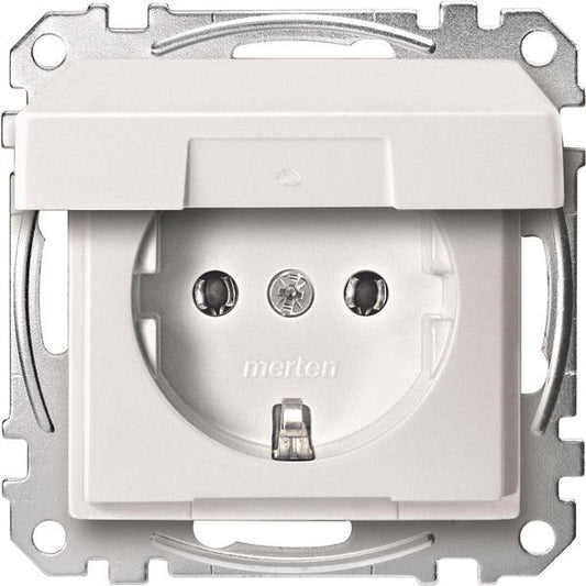 Merten SCHUKO-Steckdose StK MEG2311-0419 m.Klappdeckel polarweiß System M