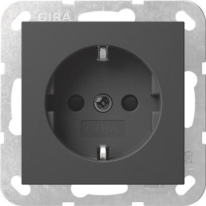 GIRA 4755005 SCHUKO-Steckdose m.Shutter  o.Krallen System 55 Schwarz matt (lack.)