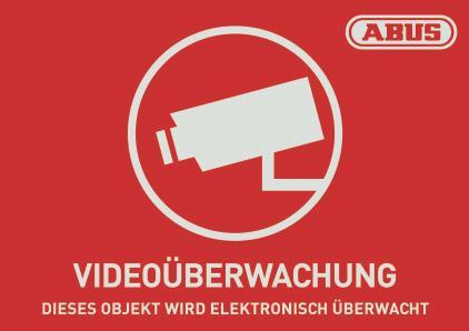 ABUS Warnaufkleber Video -D-      AU1420 148x105mm  rot mit Abus Logo