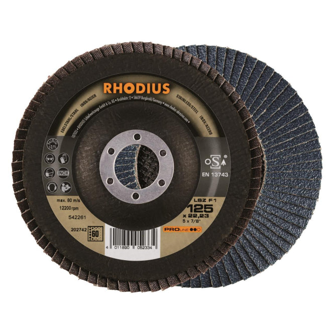 Rhodius Lamellenscheiben LSZ F1   202742 125x22,23 60er Körnung             Stahl