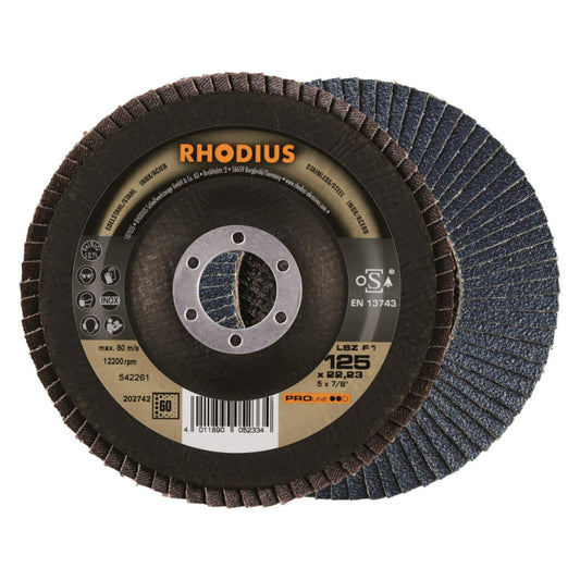 Rhodius Lamellenscheiben LSZ F1   202742 125x22,23 60er Körnung             Stahl