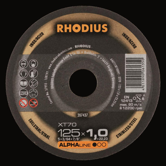 Rhodius Trennscheiben XT 70       207437 125x1,0x22,23 Extradünn  Edelstahl/Stahl