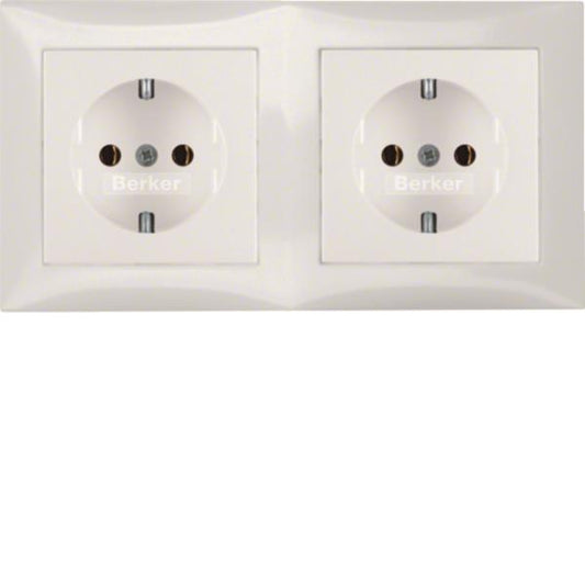 BER S1 Schuko Kombi mit         47208989    Rahmen 2fach polarweiss glänzend