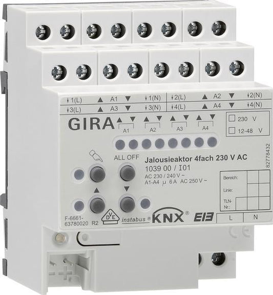 GIRA 103900 Jalousieaktor 4fach AC 230V  Hand KNX REG