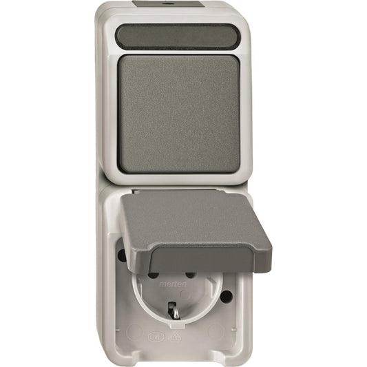 Merten Kombination SCHUKO-  MEG3495-8029 Steckdose lichtgrau AQUASTAR
