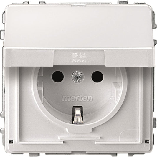 Merten SCHUKO-Steckdose BRS MEG2310-7219 m.Klappdeckel StK polarweiß AQUADESIGN