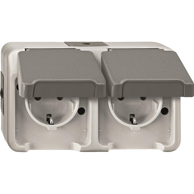 Merten SCHUKO-Doppel-Steck- MEG2321-8029 Dose lgr waag. AQUASTAR