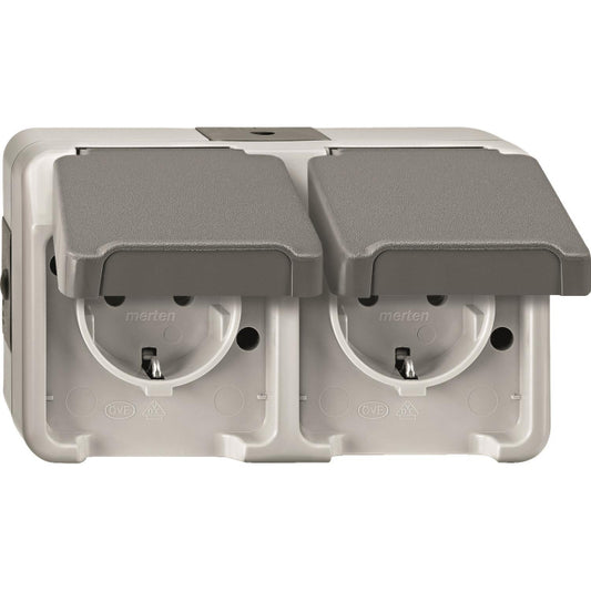 Merten SCHUKO-Doppel-Steck- MEG2321-8029 Dose lgr waag. AQUASTAR