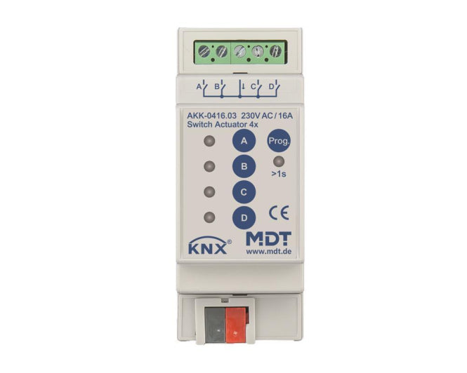 MDT AKK-0416.03 Schaltaktor 4fach 2TE    REG 16A 70 10EVG 230VAC Kompakt