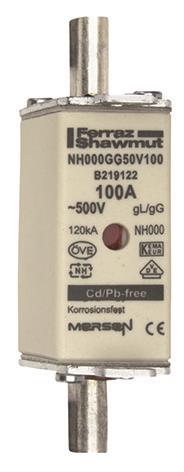 Mersen 1B663.000000 NH000 100A gG 500V   NH-Sicherung sfü spannungsführend