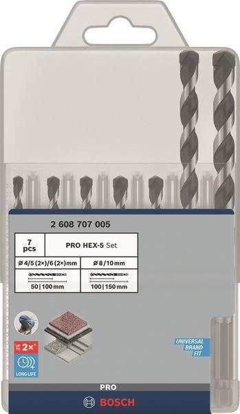 Bosch PRO HEX-5 Bohrer-Set    2608707005 4x100 5x100 5x100 6x100 6x100 8x150,