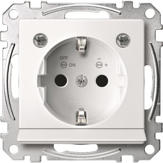 Merten SCHUKO-Steckdose BRS MEG2304-0319 m.Lichtausl.+LED StK polarweiß gl.Sys.M