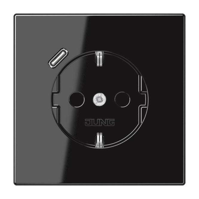Jung SCHUKOsteckdose m.USB  LS1520-18CSW Typ C schwarz