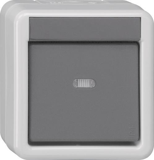 GIRA 515130 Taster-BA 1fach Kontroll-    fenster+ 1-Punkt KNX WG AP IP44 Grau