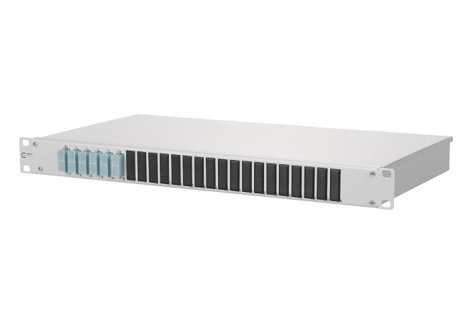 Metz OpDAT fix 6xSC-D OM3   150255BA06-E Keramik aqua bestückt 19z 1HE Spleißbox