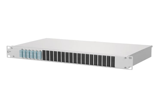 Metz OpDAT fix 6xSC-D OM3   150255BA06-E Keramik aqua bestückt 19z 1HE Spleißbox