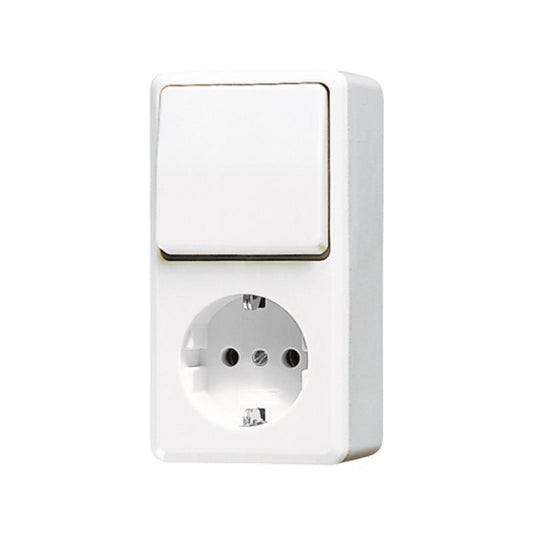 JG Schuko-Steckdose mit           676AWW   Ws-S. AP600 alpinweiss