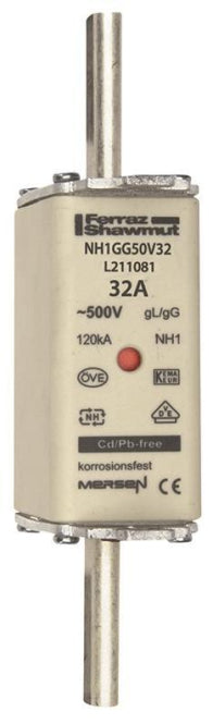Mersen 1B143.000000 NH1 32A gG 500V      NH-Sicherung sfü spannungsführend