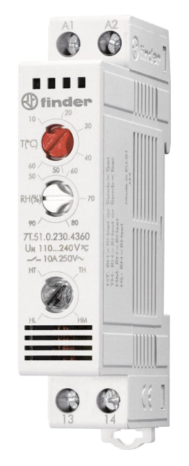 Finder Multifunktions-Thermo-/Hygrostat  7T.51.0.230.4360 1S 10A 110-240VAC/DC