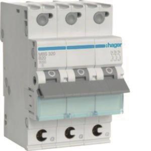 Hager Leitungsschutzschalter      MBS320 3polig 6kA B-20A QuickConnect 3M