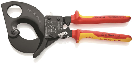 Knipex VDE-Kabelschneider 280mm  9536280 mit Ratsche                 52Ømm/380qmm