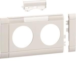 Hager Blende 2fach Steckdose GB080219016 hfr OT80mm beschriftbar verkehrsweiß