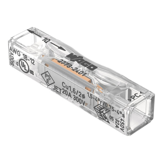 WAGO 2773-2401 Durchgangsverbinder zum   Stecken max.4qmm 2Leiter transparent