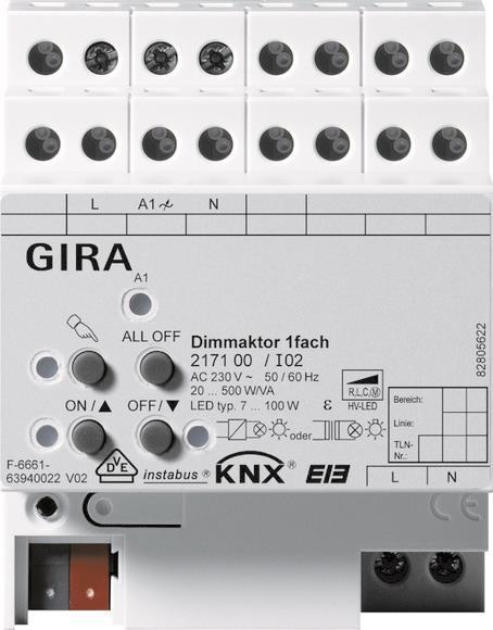 GIRA 217100 Dimmaktor 1fach 500W/VA      KNX REG