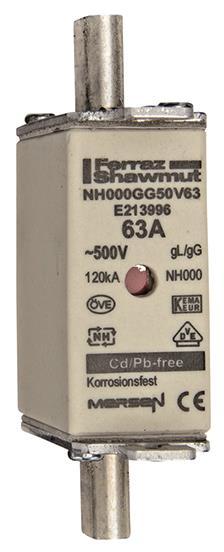 Mersen 1B655.000000 NH000 63A gG 500V    NH-Sicherung sfü spannungsführend