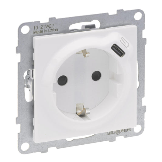 Legrand 765126 SEANO Schuko-Steckdose    +USB-C m.Steckklemmen Ultraweiß