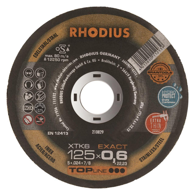 Rhodius Trennscheibe XTK 6        210829 125x0,6x22,23 Extradünn        Edelstahl
