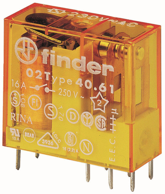 Finder Relais m.Steck-  40.61.8.230.1000 u.Printanschlüssen 1Wef.16 A Spule