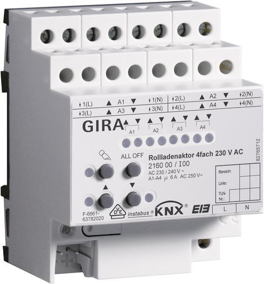 GIRA 216000 Rollladenaktor 4fach AC 230V Hand KNX REG