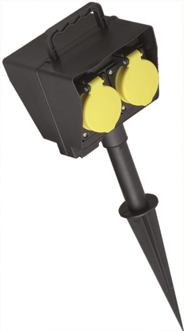 Bachmann Gartensteckdose IP44    394.180 mit Erdspieß und 2 Schuko-Steckdosen