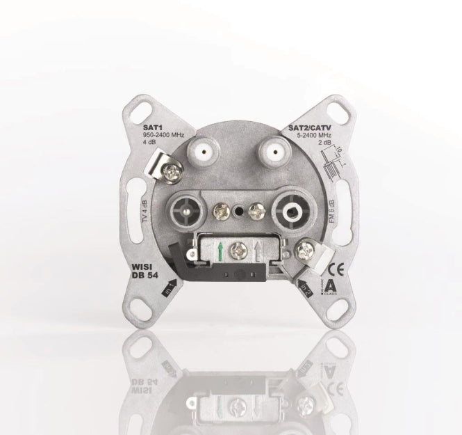 WISI Antennendose Stich 4-Loch Twin DB54     2xSAT,1xTV,1xFM 5-2400MHz 5,5dB