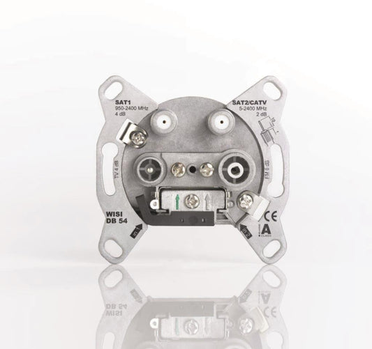WISI Antennendose Stich 4-Loch Twin DB54     2xSAT,1xTV,1xFM 5-2400MHz 5,5dB