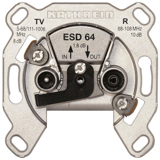 KATH Antennendose Durchgang 2fach ESD 64 4-68/118-862+87-108MHz AD:8dB DD:1,8dB