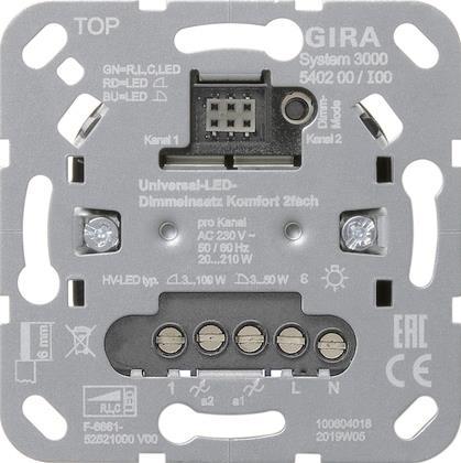 GIRA 540200 S3000 Uni-LED-Dimmeinsatz    Komfort 2fach Einsatz