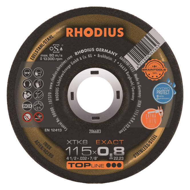 Rhodius Trennscheibe XTK 8        206683 115x0,8x22,23 Extradünn        Edelstahl