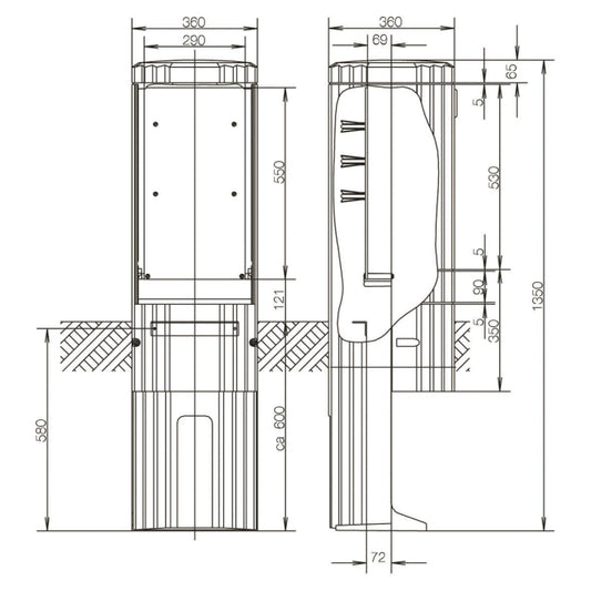 ABN Freiluftsäule Rondo m.MP      SL135P H=1350mm Einfachschliessung