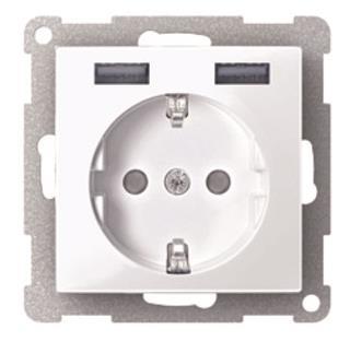 Merten Schuko-Steckdose     MEG2366-0319 m.USB Ladegerät polarweiß glänzend