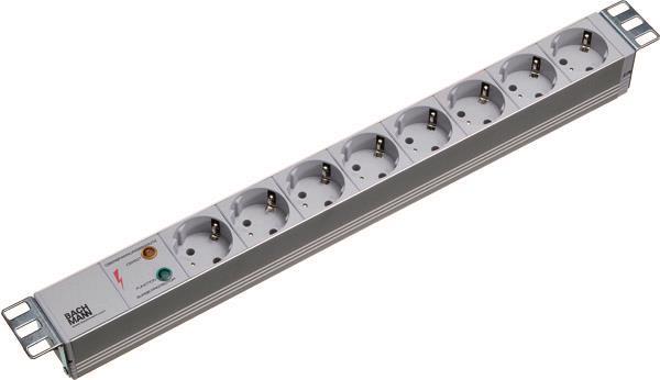 Bachmann 19" 1HE 8xSchuko mit 333.404    ** Überspannungsschutz Strom 2m Schuko
