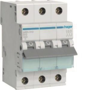 Hager Leitungsschutzschalter      MBN310 3polig 6kA B-10A 3M