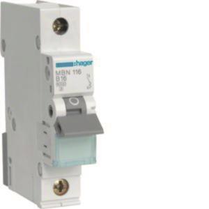 Hager Leitungsschutzschalter      MBN116 ** 1polig 6kA B-16A 1M