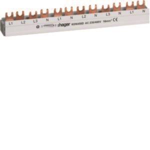 Hager Phasenschiene 3+N-polig    KDN450D Gabelanschluss 16qmm 80A 12M 1+N Abgänge