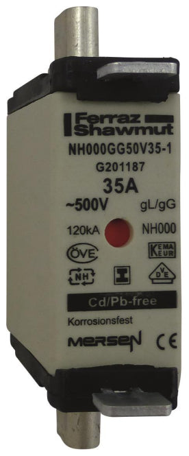 Mersen 1F645.000000 NH000 35A gG 500V    NH-Sicherung sgl spannungsfrei