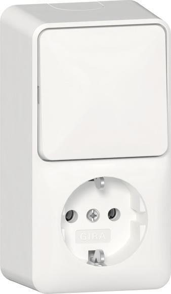 GIRA 417613 Kombi Aus-Wechsel/SCHUKO     senkrecht AP Reinweiß