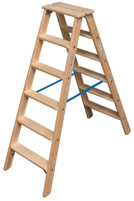 Krause Holz-Stufen-Doppelleiter 2x6      Arbeitshöhe:ca.2,85m 10,2kg       818430