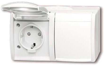BJ Ocean Steckdose mit       20/2 EBW-54   Klappdeckel waager 2fach AP