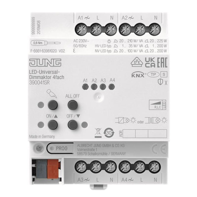 Jung KNX                        390041SR LED-Universal-Dimmaktor 4fach